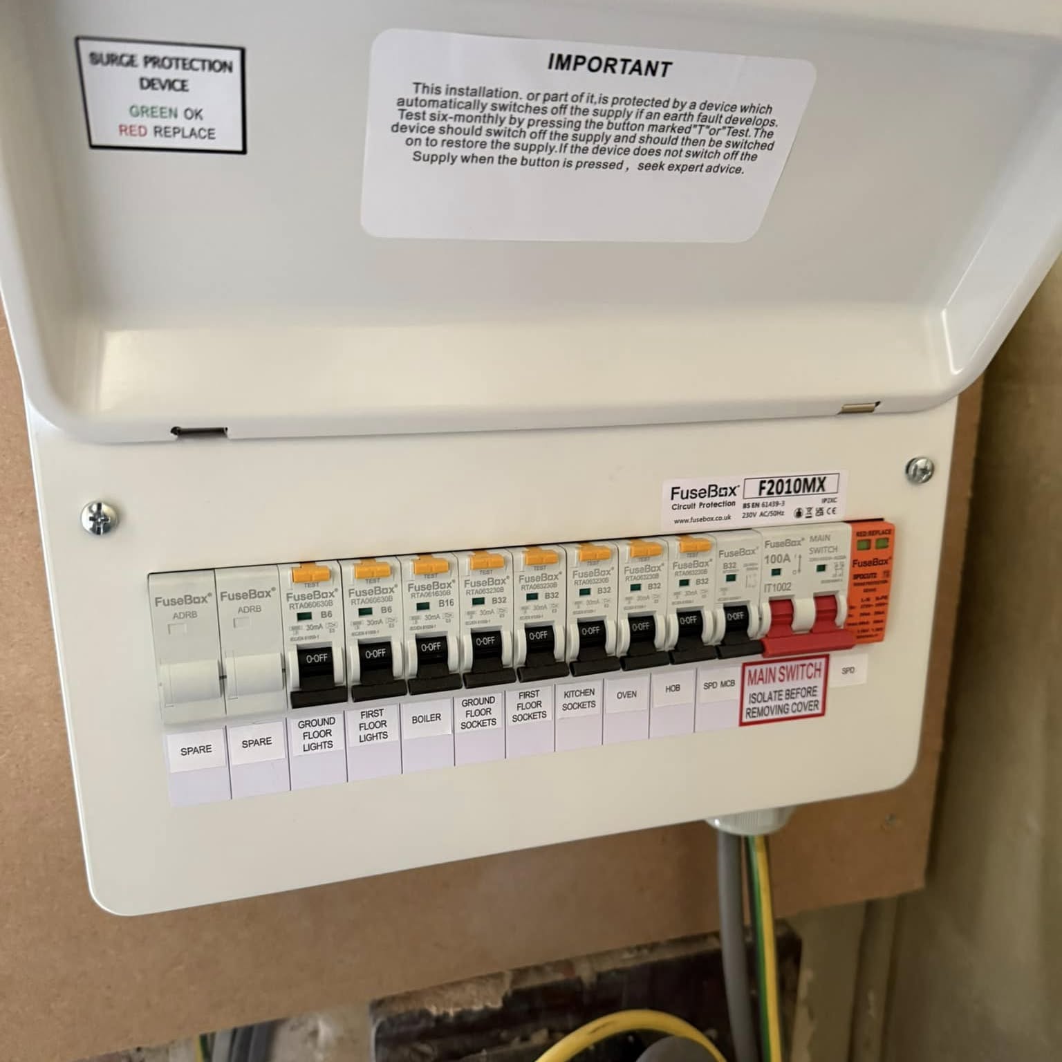 The standard of board that goes back in its place